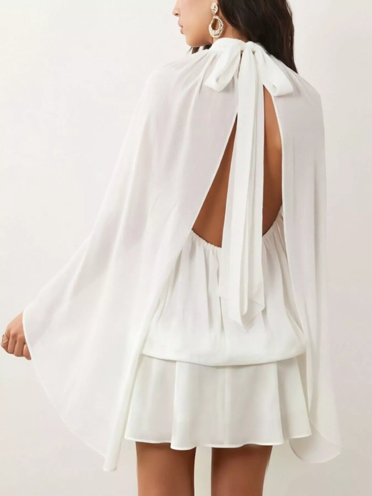 Tie Back Flare Sleeve Mini Dress