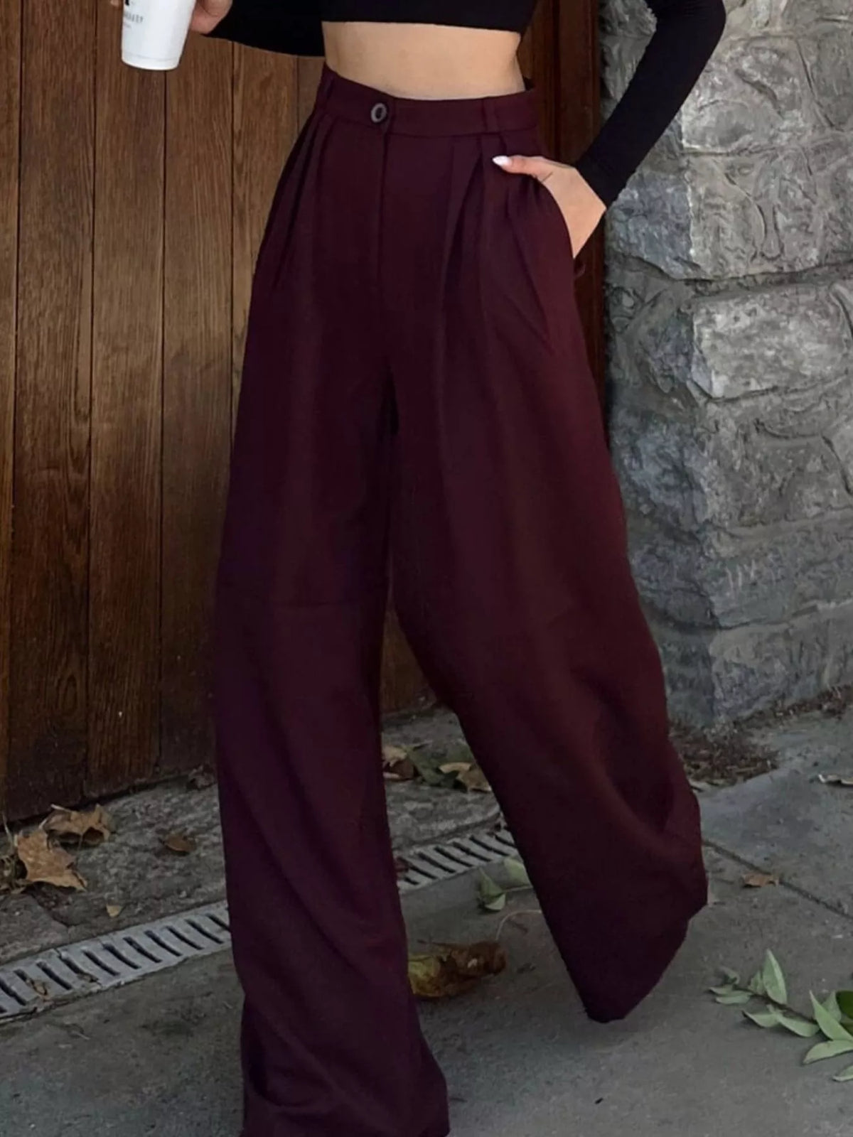 High-Waisted Pleated Wide-Leg Pants