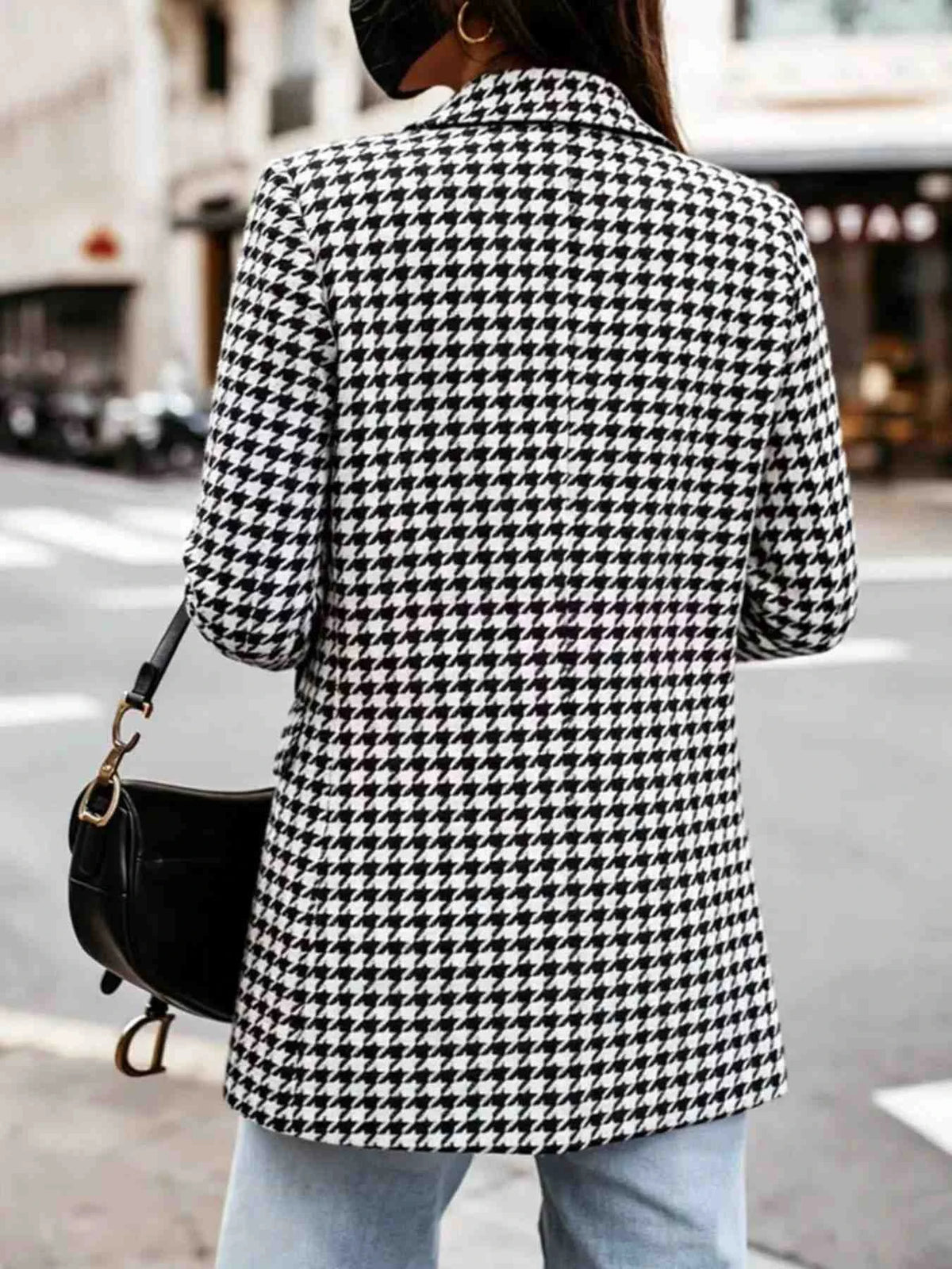 Blazer Cruzado Clássico em Pied-de-Poule