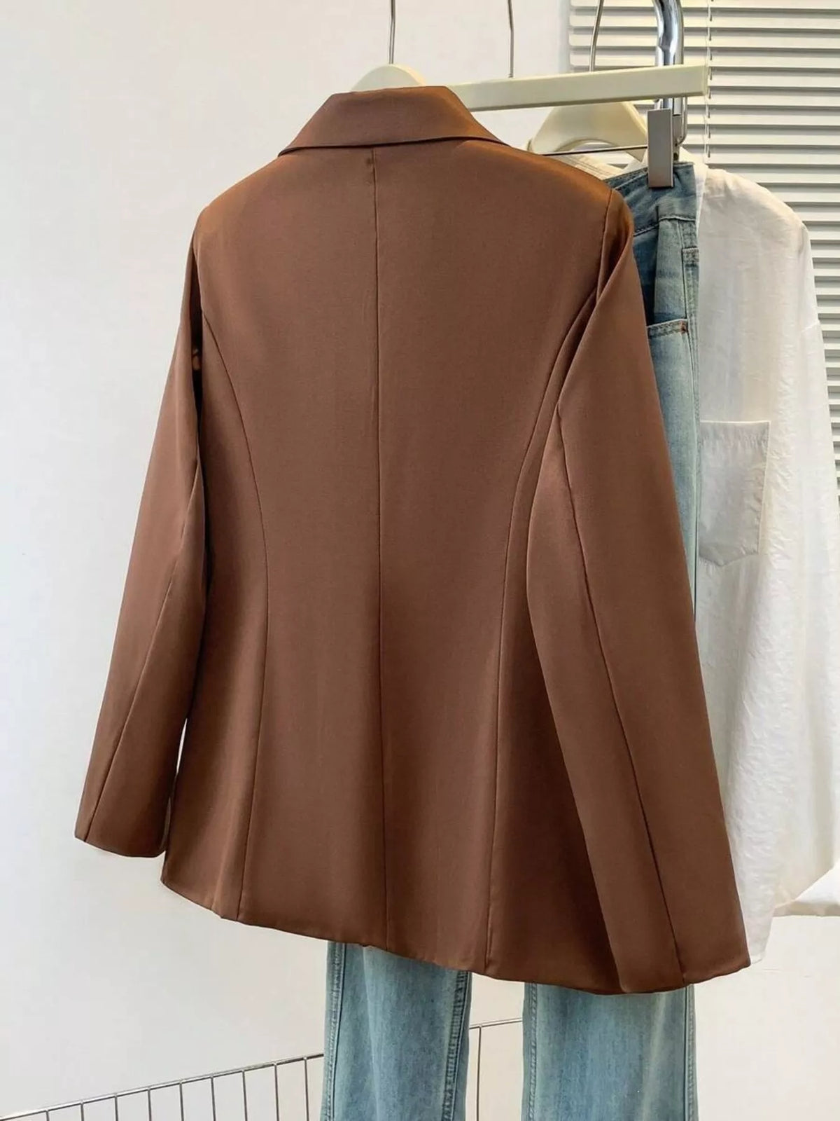 Blazer de Botão Único com Lapela — Tamanhos Grandes