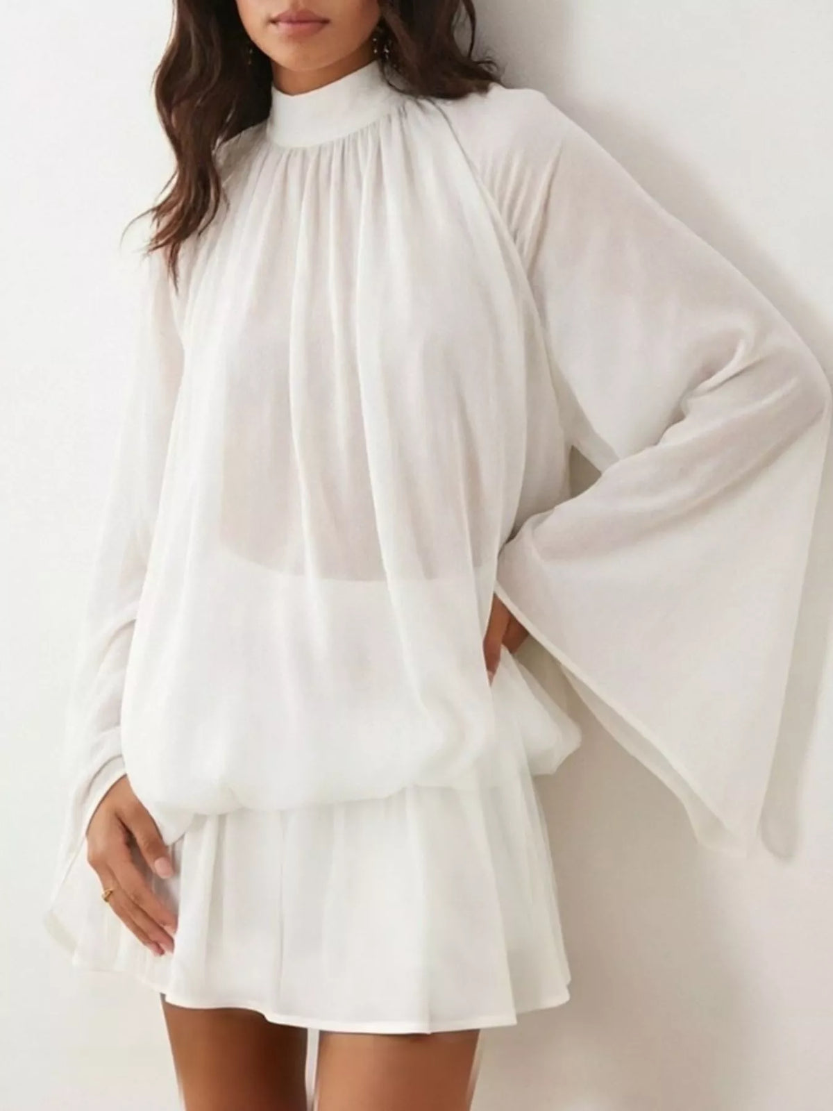 Tie Back Flare Sleeve Mini Dress