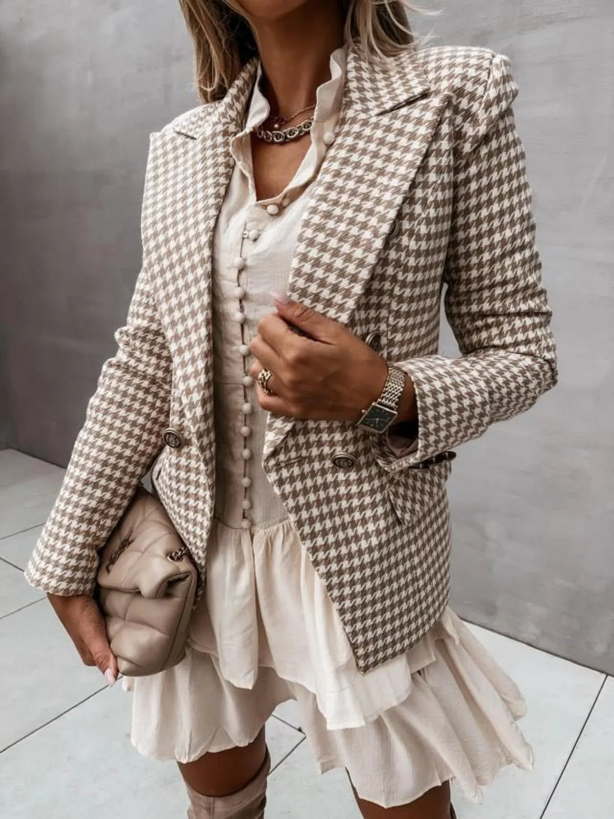 Blazer Cruzado em Pied-de-Poule