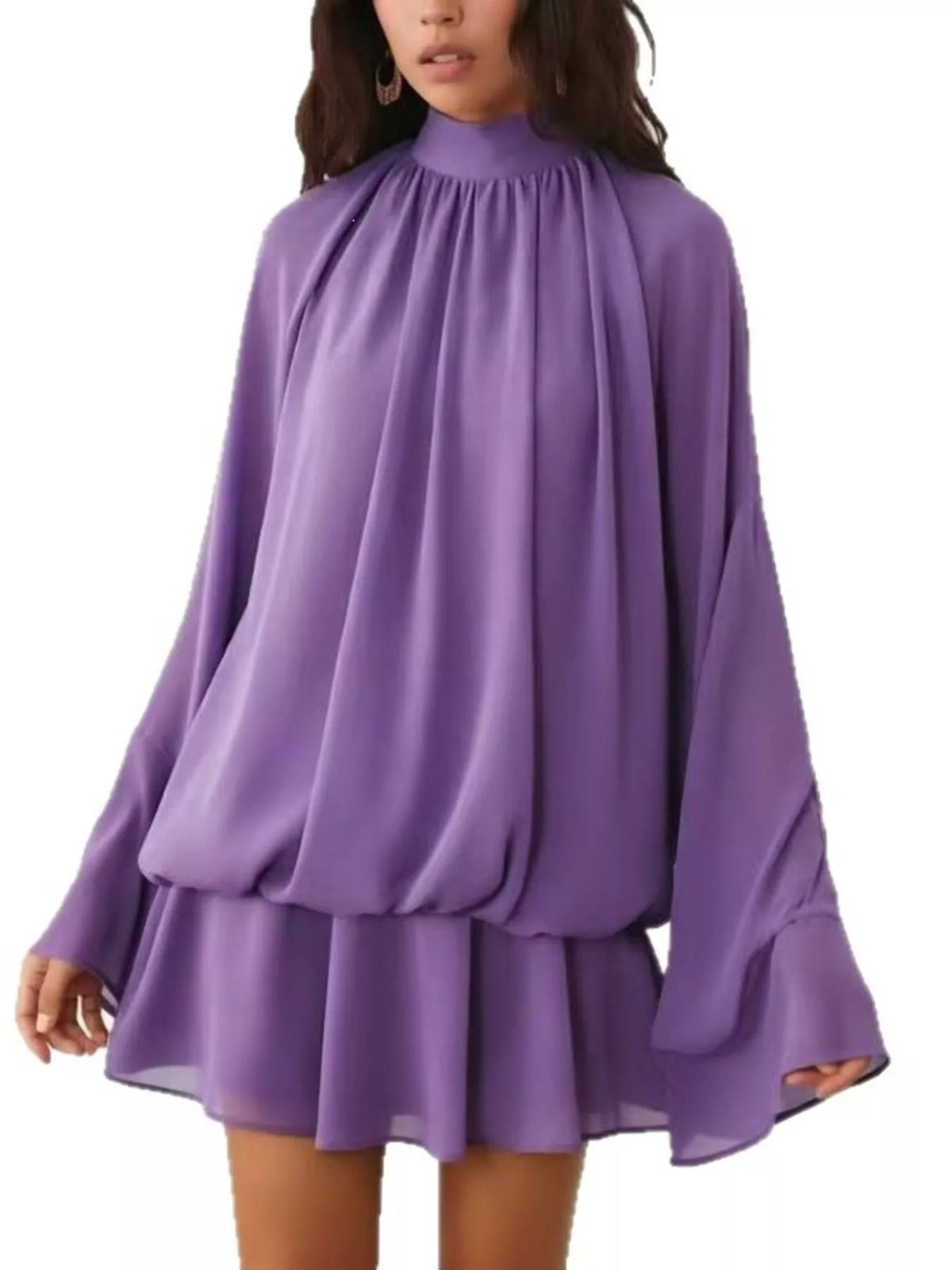 Tie Back Flare Sleeve Mini Dress