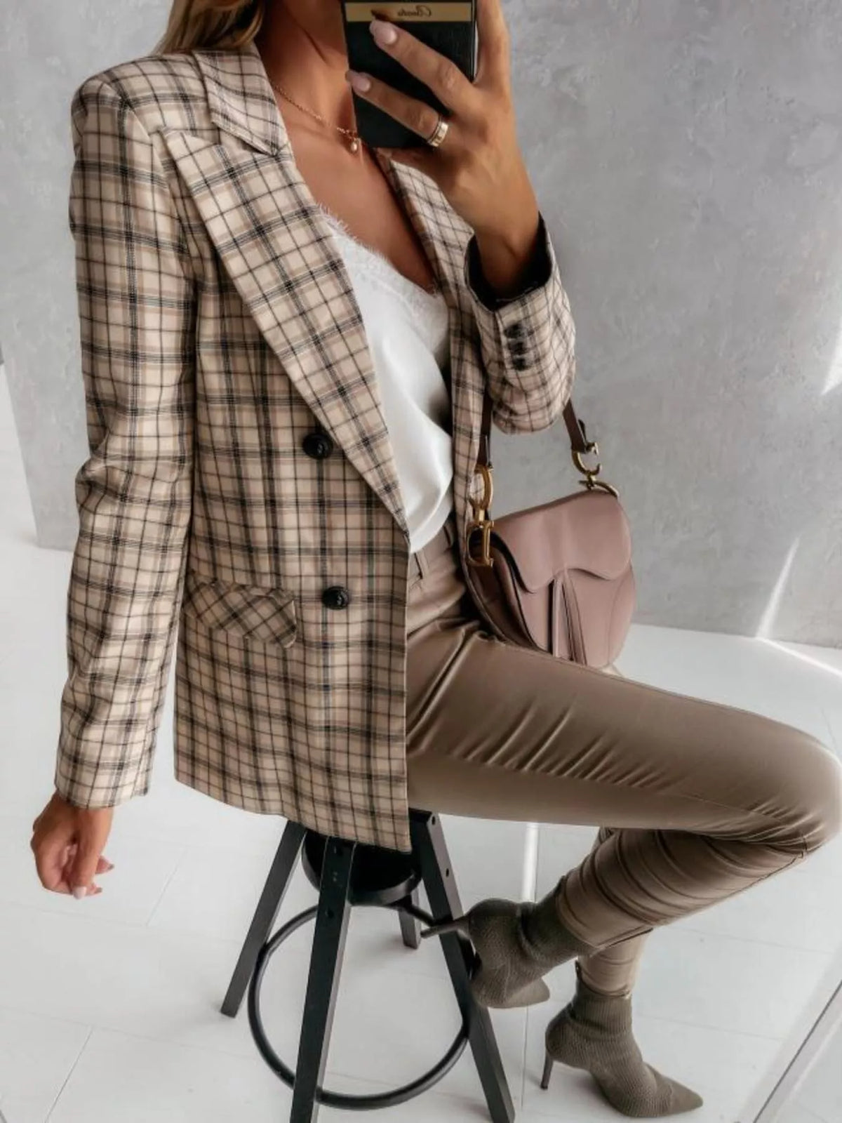 Blazer Cruzado em Pied-de-Poule