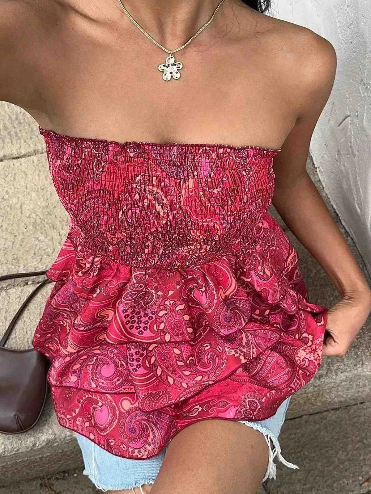 Top Cai-Cai Franzido com Estampado Paisley