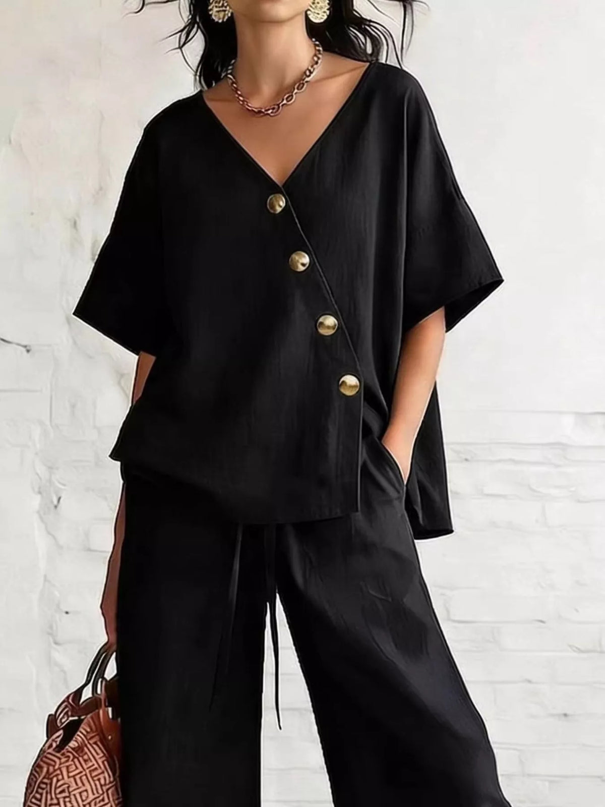 Conjunto Top Cruzado Manga