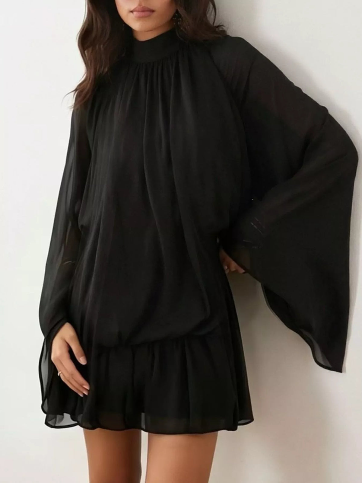 Tie Back Flare Sleeve Mini Dress