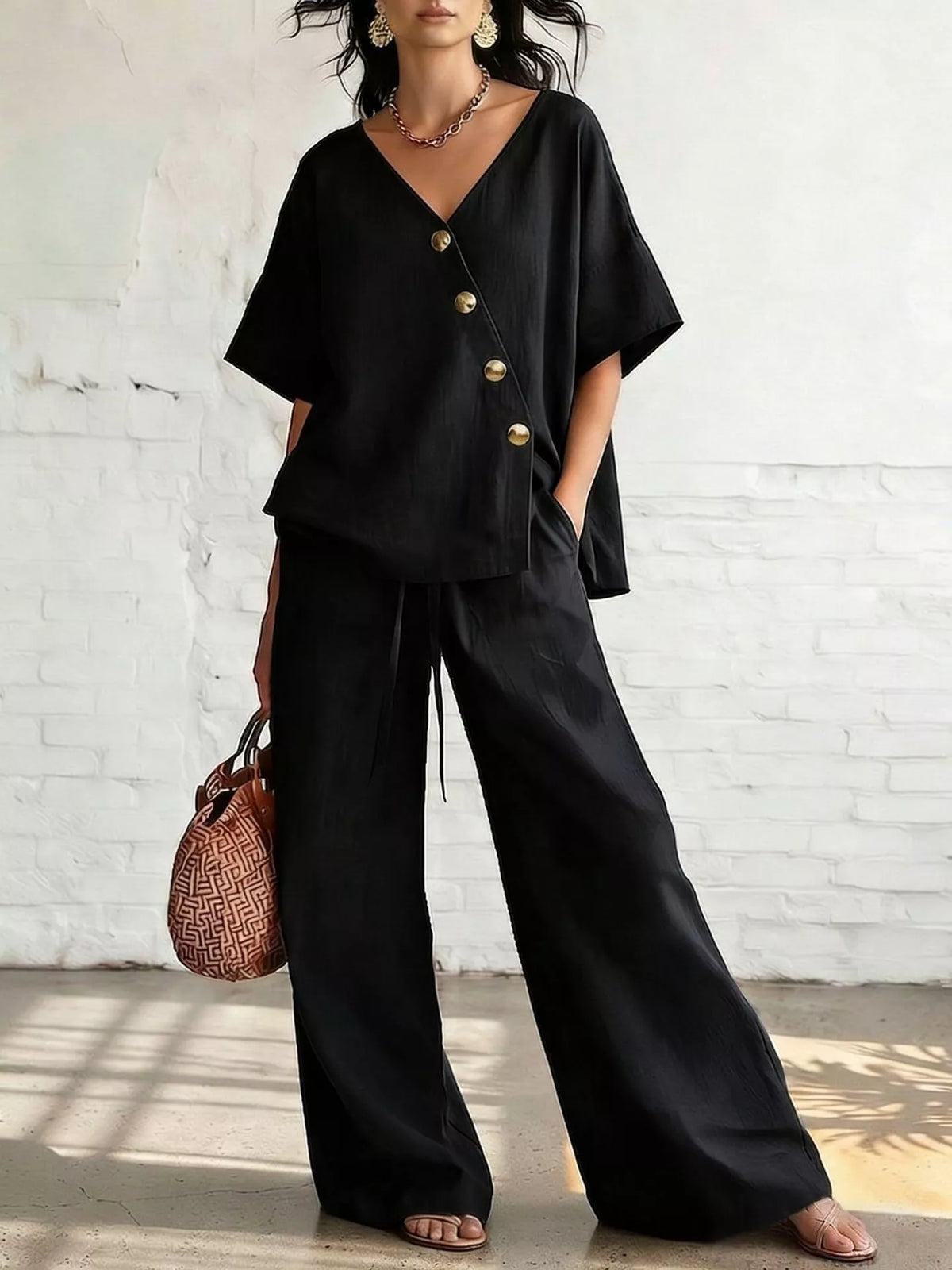 Conjunto Top Cruzado Manga