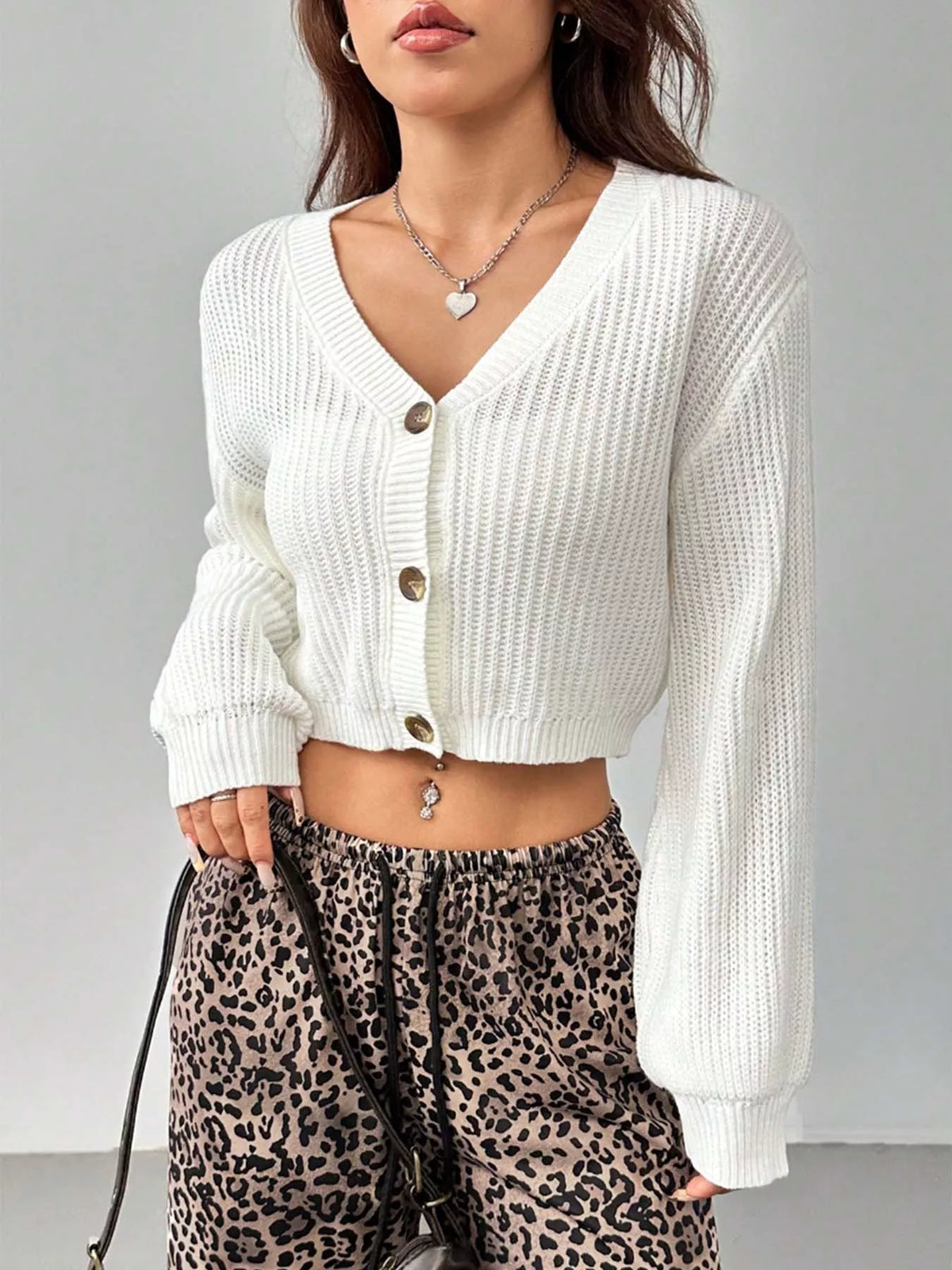 Cardigan Cropped com Botões