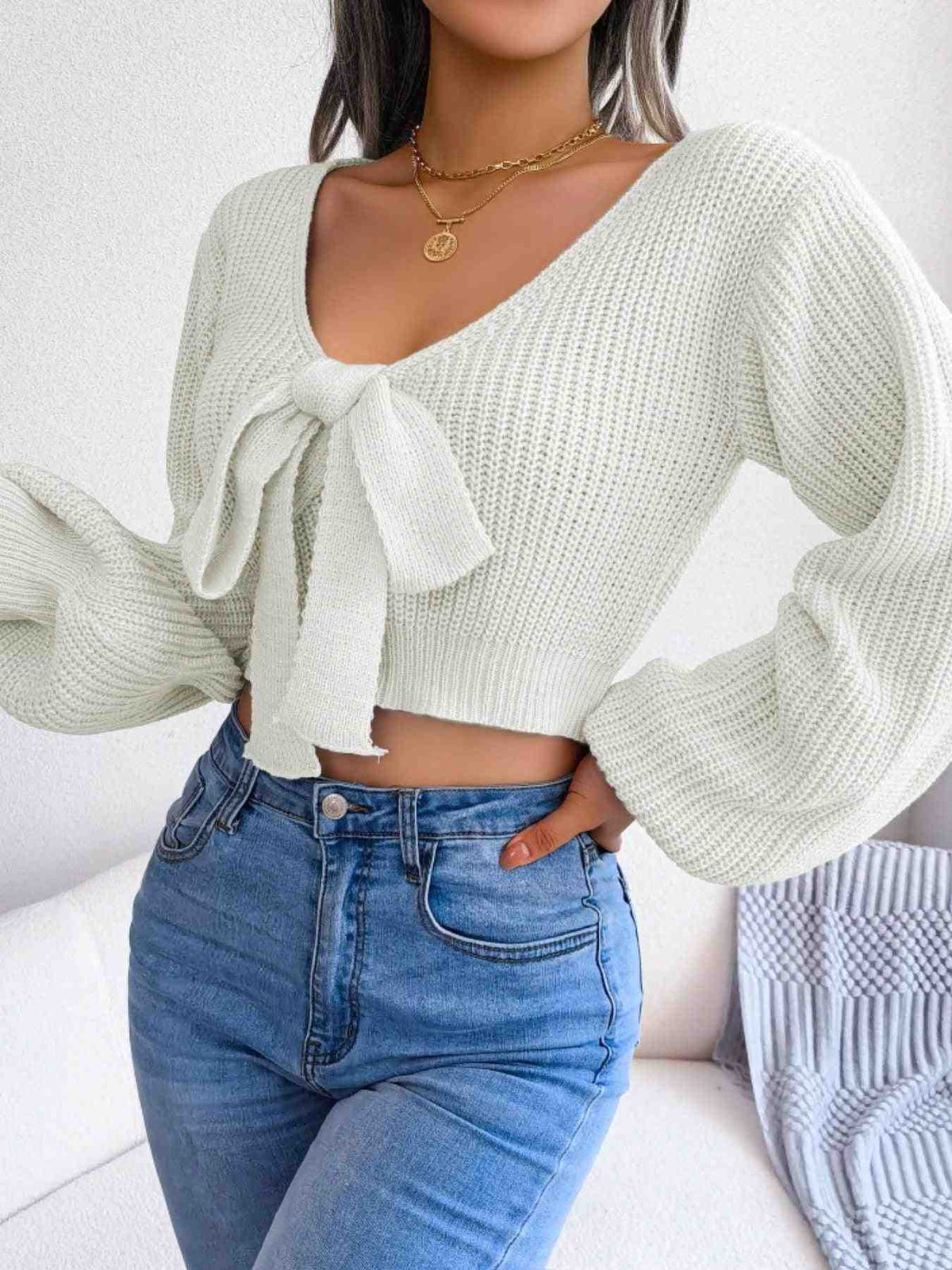 Camisola Curta com Laço