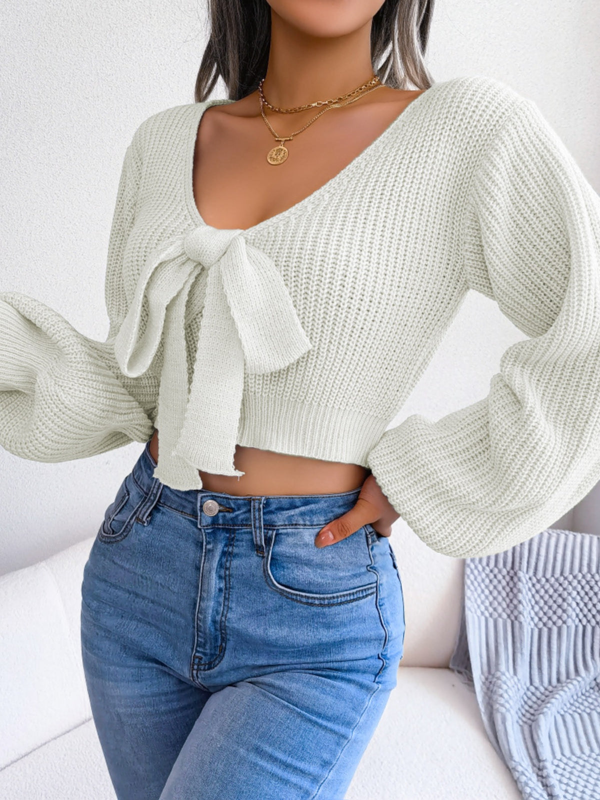 Camisola Cropped com Laço