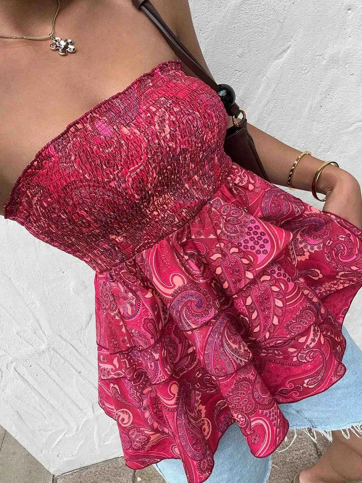 Top Cai-Cai Franzido com Estampado Paisley