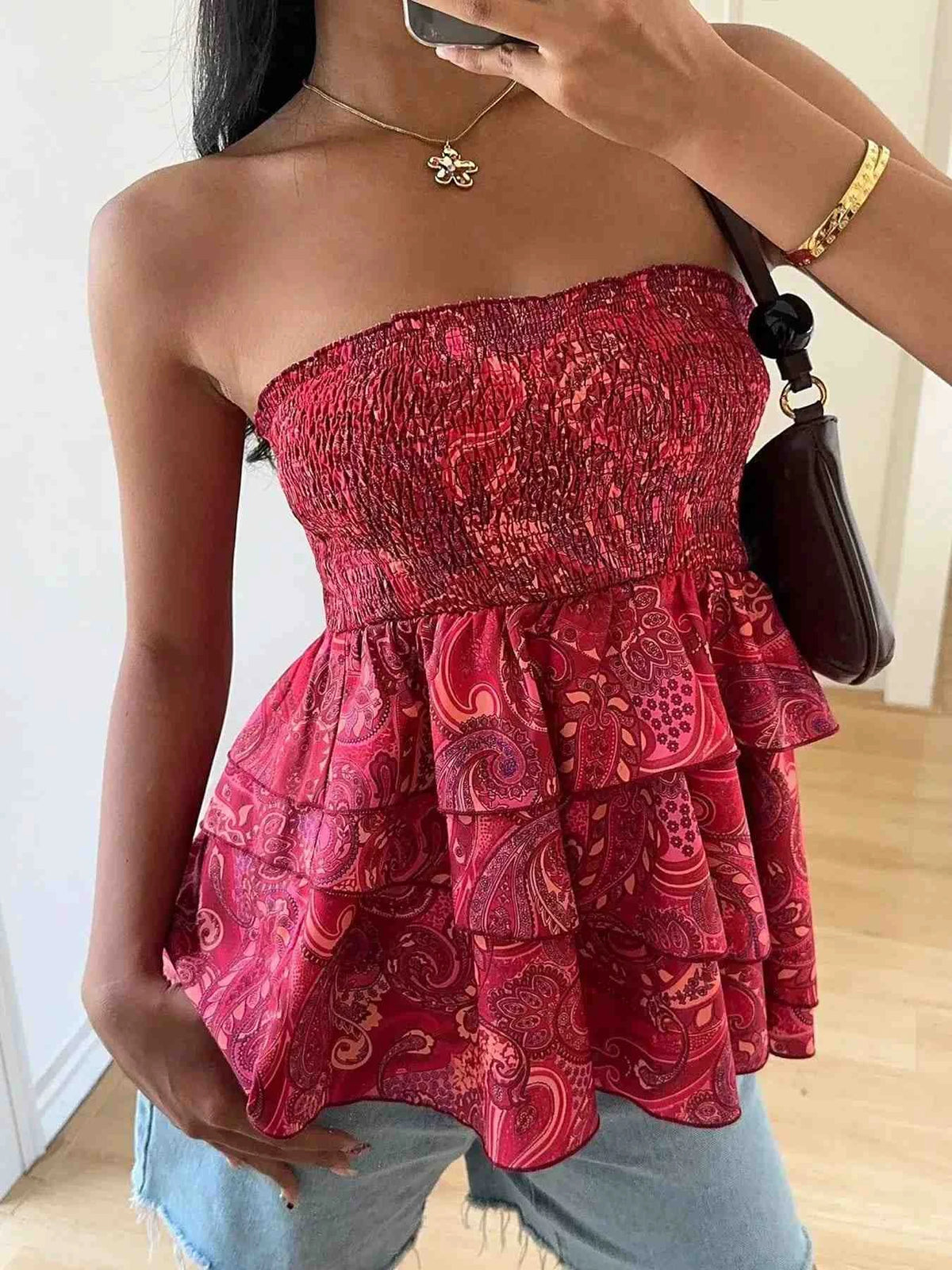 Top Cai-Cai Franzido com Estampado Paisley