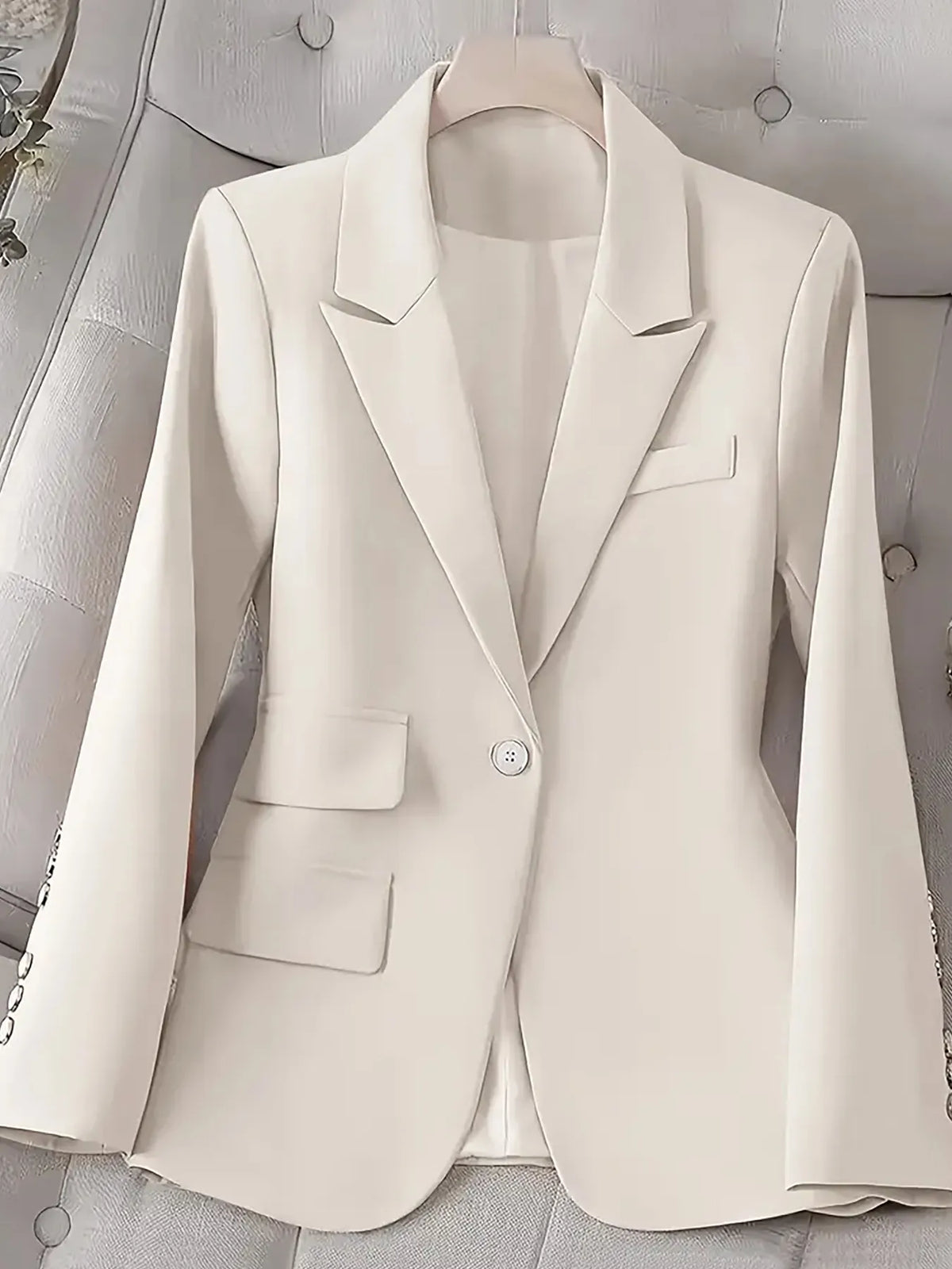 Blazer de Botão Único Manga Comprida