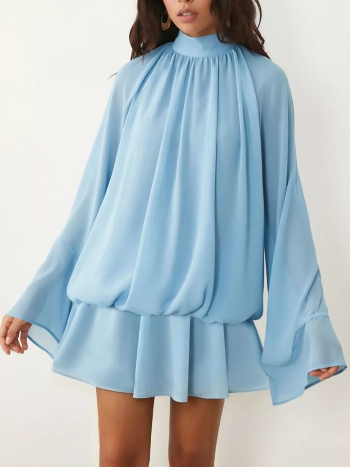 Tie Back Flare Sleeve Mini Dress