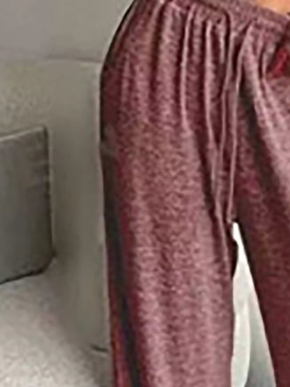 Conjunto Top com Botões Manga Comprida e Calças Wide-Leg