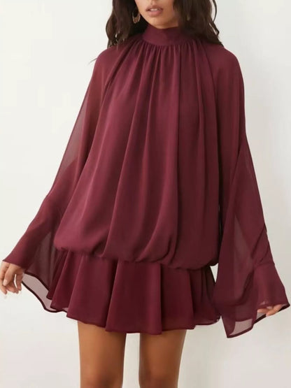 Tie Back Flare Sleeve Mini Dress