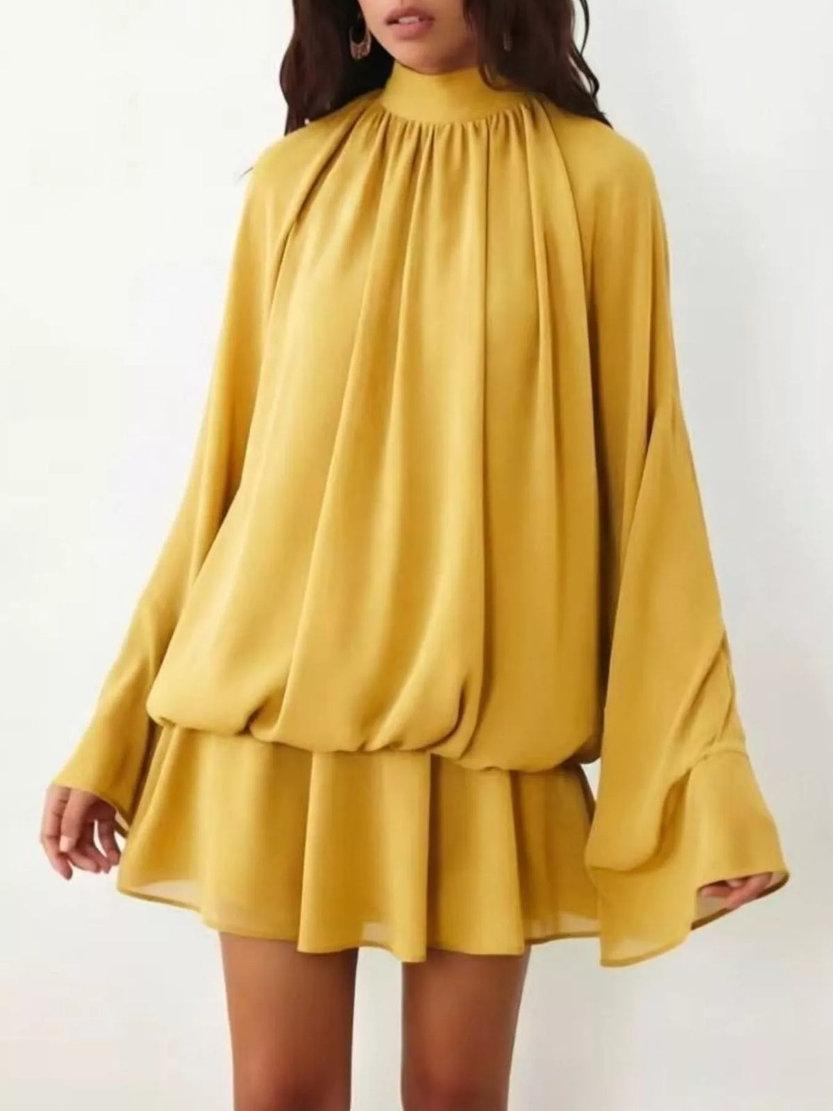 Tie Back Flare Sleeve Mini Dress
