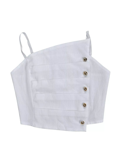 Conjunto de top de alças com costas franzidas e calças de perna larga