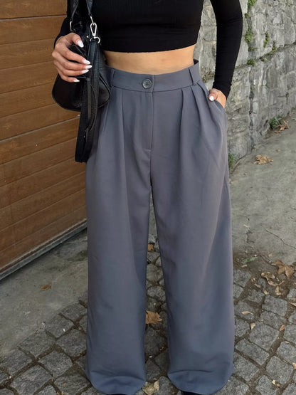 High-Waisted Pleated Wide-Leg Pants