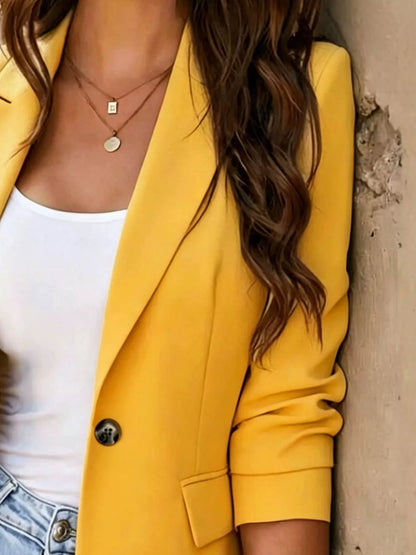 Blazer de Botão Único com Lapela — Tamanhos Grandes