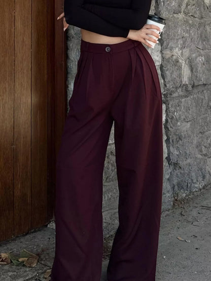 High-Waisted Pleated Wide-Leg Pants