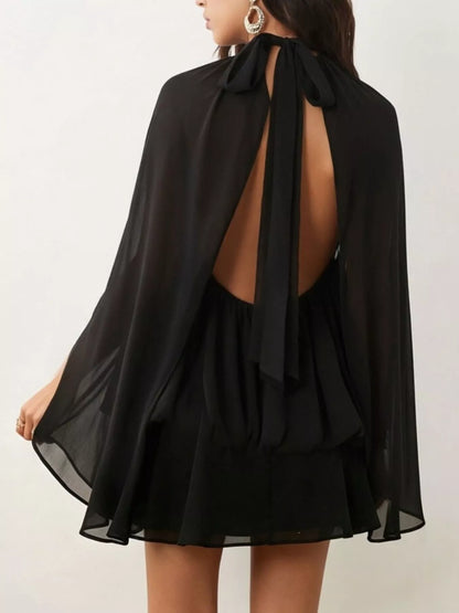 Tie Back Flare Sleeve Mini Dress