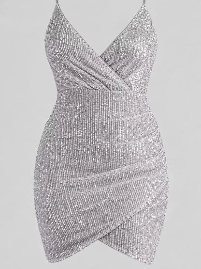 Sequin V-Neck Bodycon Mini Dress