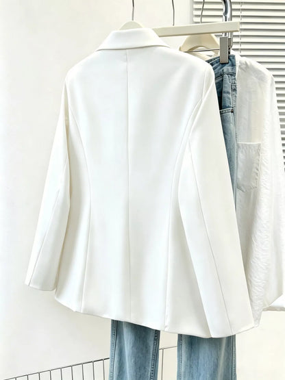 Blazer de Botão Único com Lapela — Tamanhos Grandes