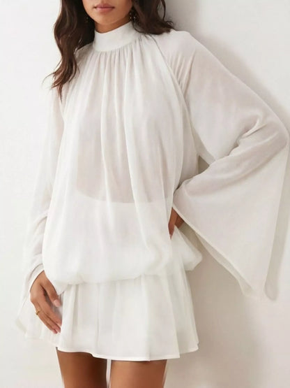 Tie Back Flare Sleeve Mini Dress