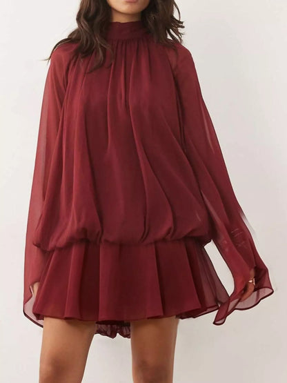 Tie Back Flare Sleeve Mini Dress