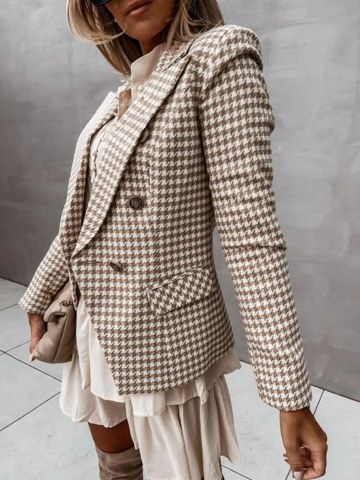 Blazer Cruzado em Pied-de-Poule