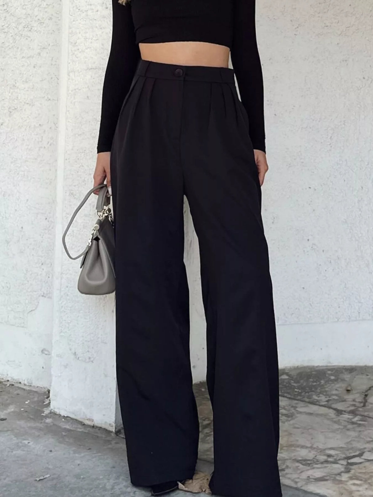 High-Waisted Pleated Wide-Leg Pants