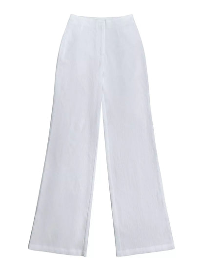 Conjunto de top de alças com costas franzidas e calças de perna larga