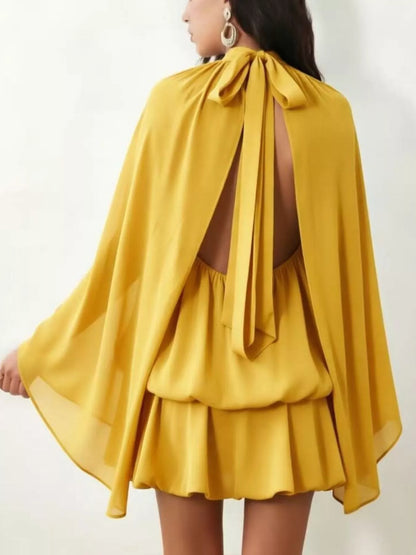 Tie Back Flare Sleeve Mini Dress