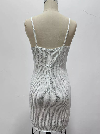 Sequin V-Neck Bodycon Mini Dress