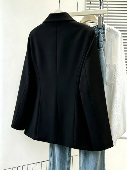 Blazer de Botão Único com Lapela — Tamanhos Grandes