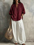 Conjunto Blusa com Gola Entalhada e Calças Wide-Leg