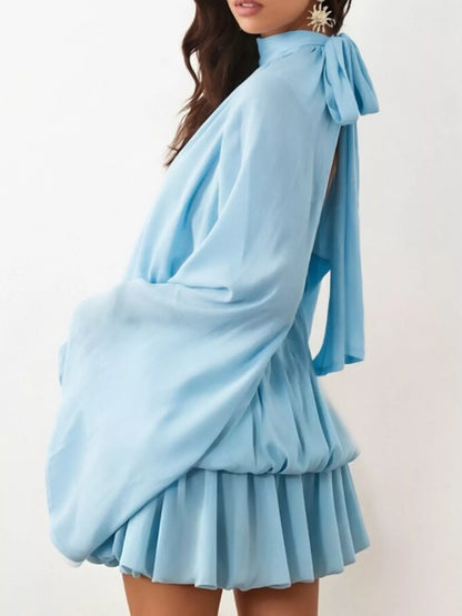 Tie Back Flare Sleeve Mini Dress