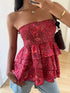 Smocked Layered Paisley Print Tube Top