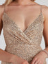 Vestido Mini Justo com Lantejoulas e Decote em V