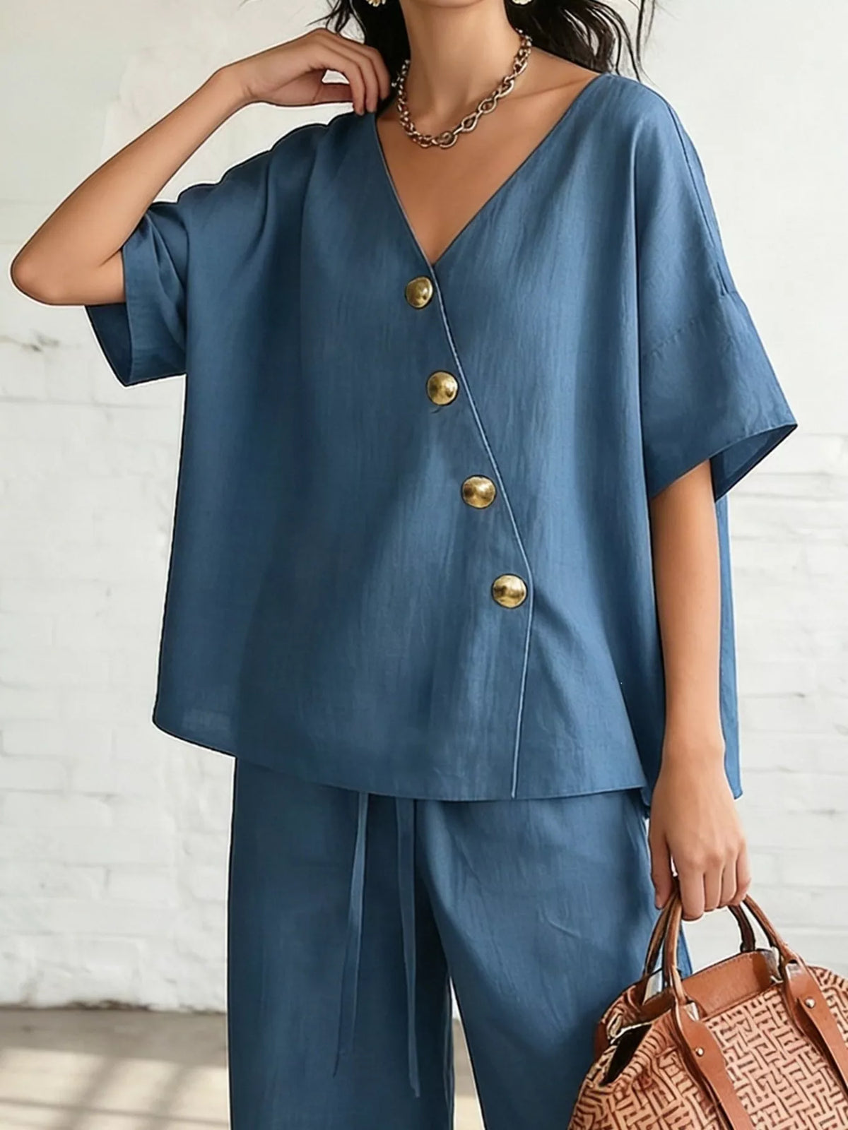Conjunto Top Cruzado Manga